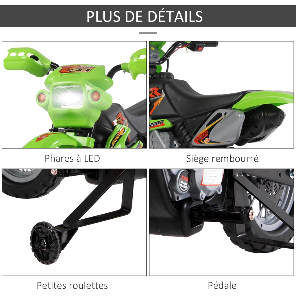 Moto Elettrica per Bambini ¨C Xylo ¨C 6V, Verde e Nero, 3-6 Anni