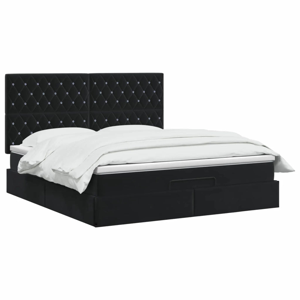 Letto Ottomano con Materasso e LED Nero 140 x 190 cm Velluto 3458231