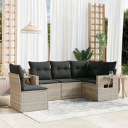 Set Divano da Giardino 5pz con Cuscini Grigio Chiaro Polyrattan 3220171