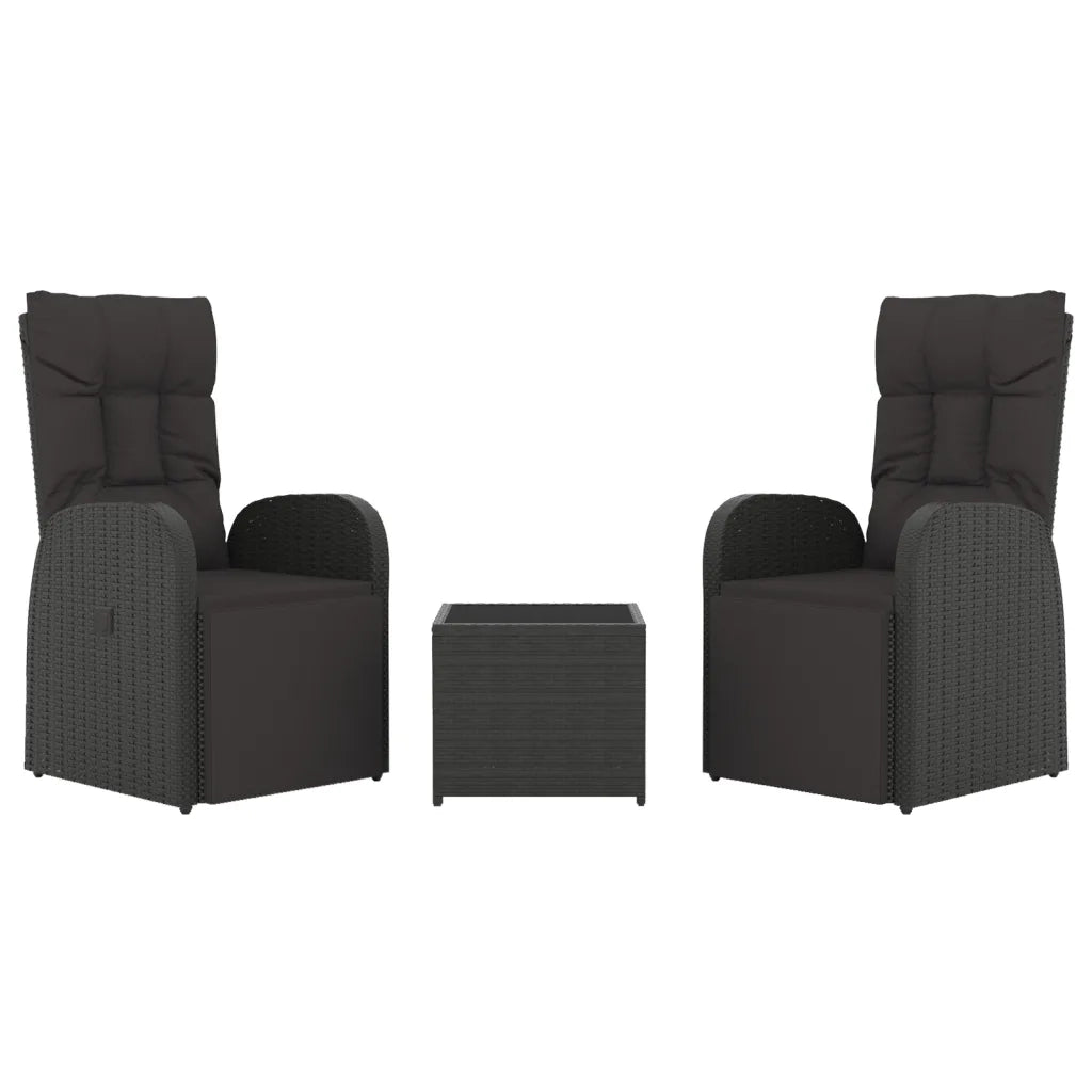 Set Mobili da Giardino 3 pz Nero Polyrattan e Acciaio 3157660