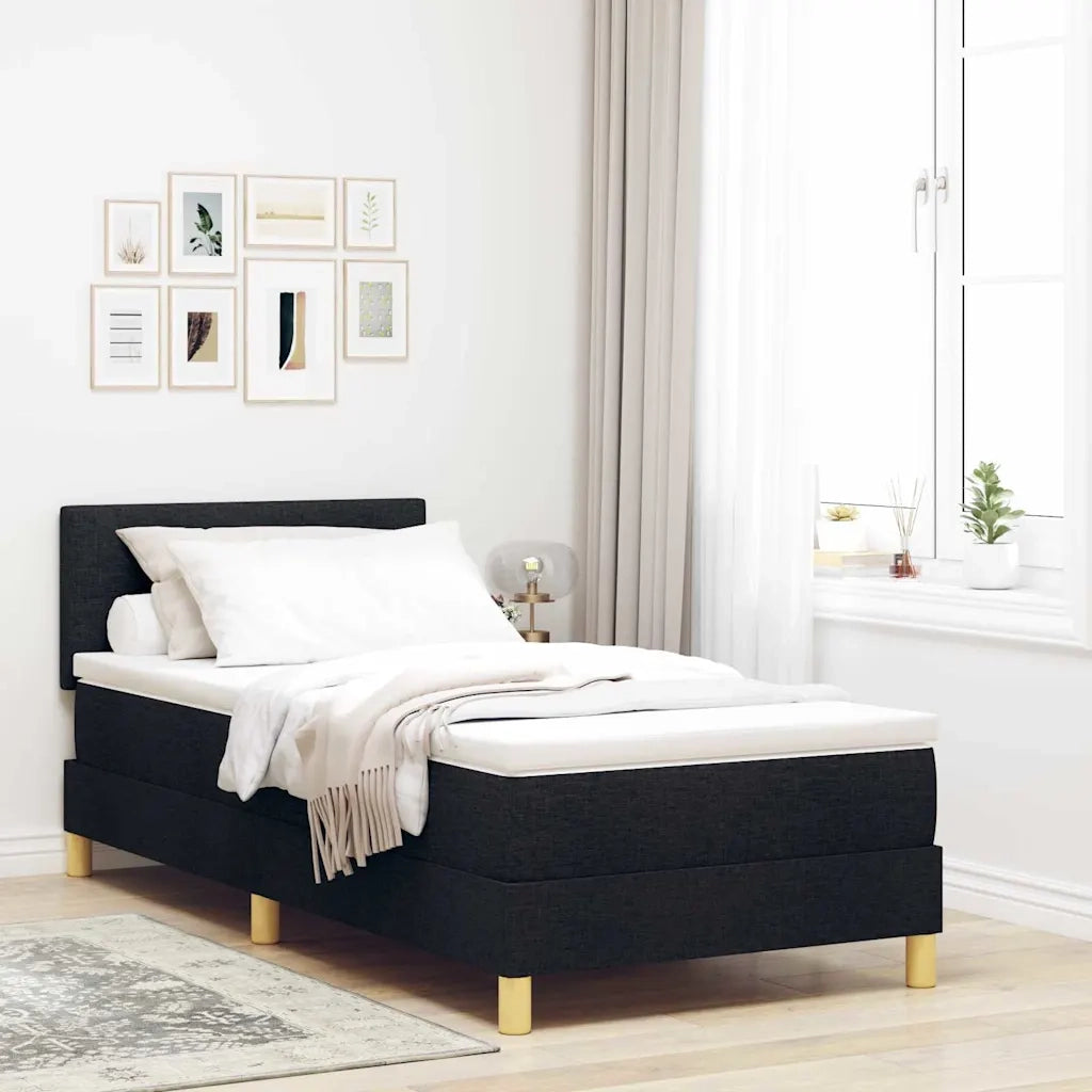 Letto a Sorgente LED con strisce LED Nero 90 x 190 cm Tessuto 3342403