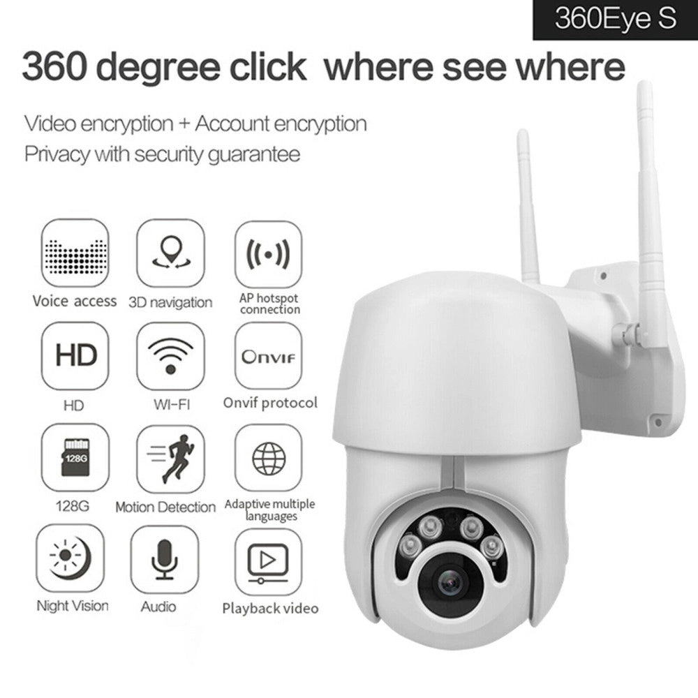 Trade Shop - Telecamera Ptz 1080p Full Hd Esterna Ip Camera Motorizzata Ir Wifi Webcam -