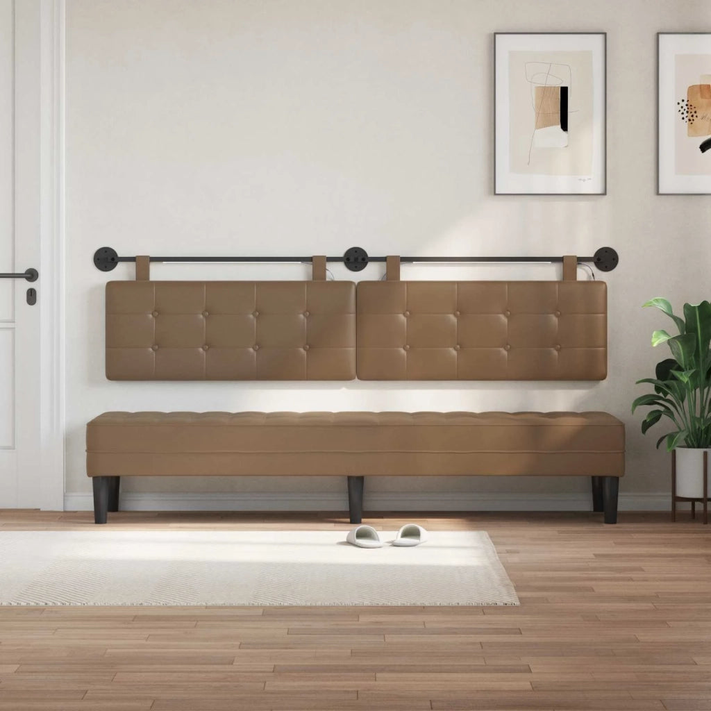 Testiera sospesa Con luce LED Cappuccino Similpelle 3424509