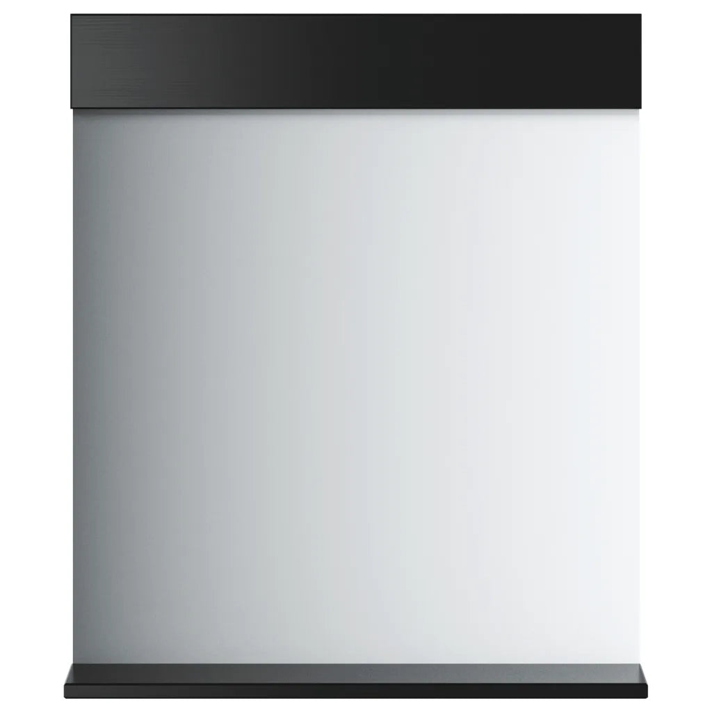 Specchio Bagno e Ripiano BERG Nero 60x12x70 cm Legno Massello