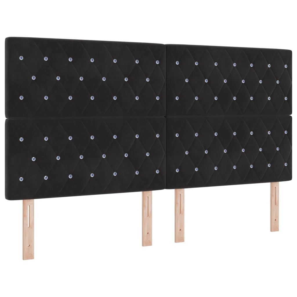 Letto Box Spring LED con Materasso Nero 180 x 200 cm Velluto 3456115