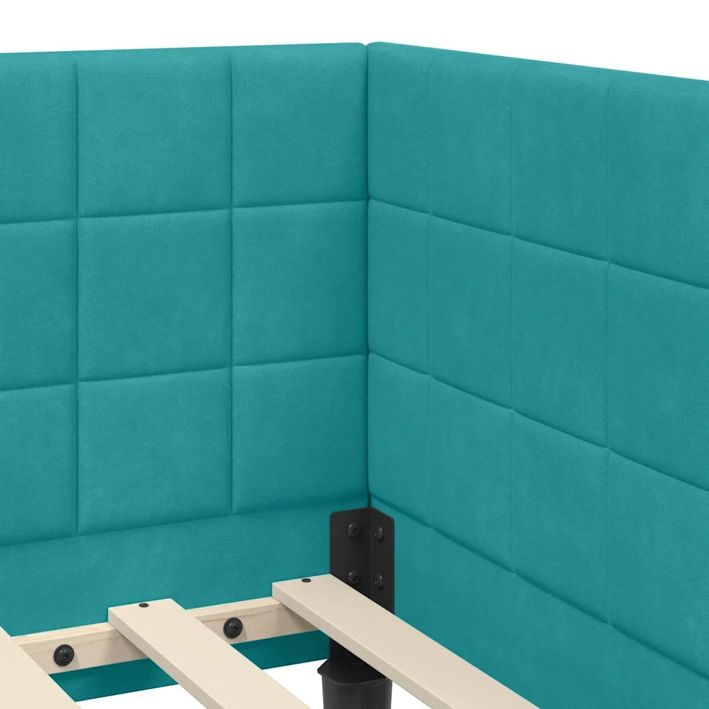Struttura Letto Angolare con Materasso Turchese 90 x 190 cm 3393976