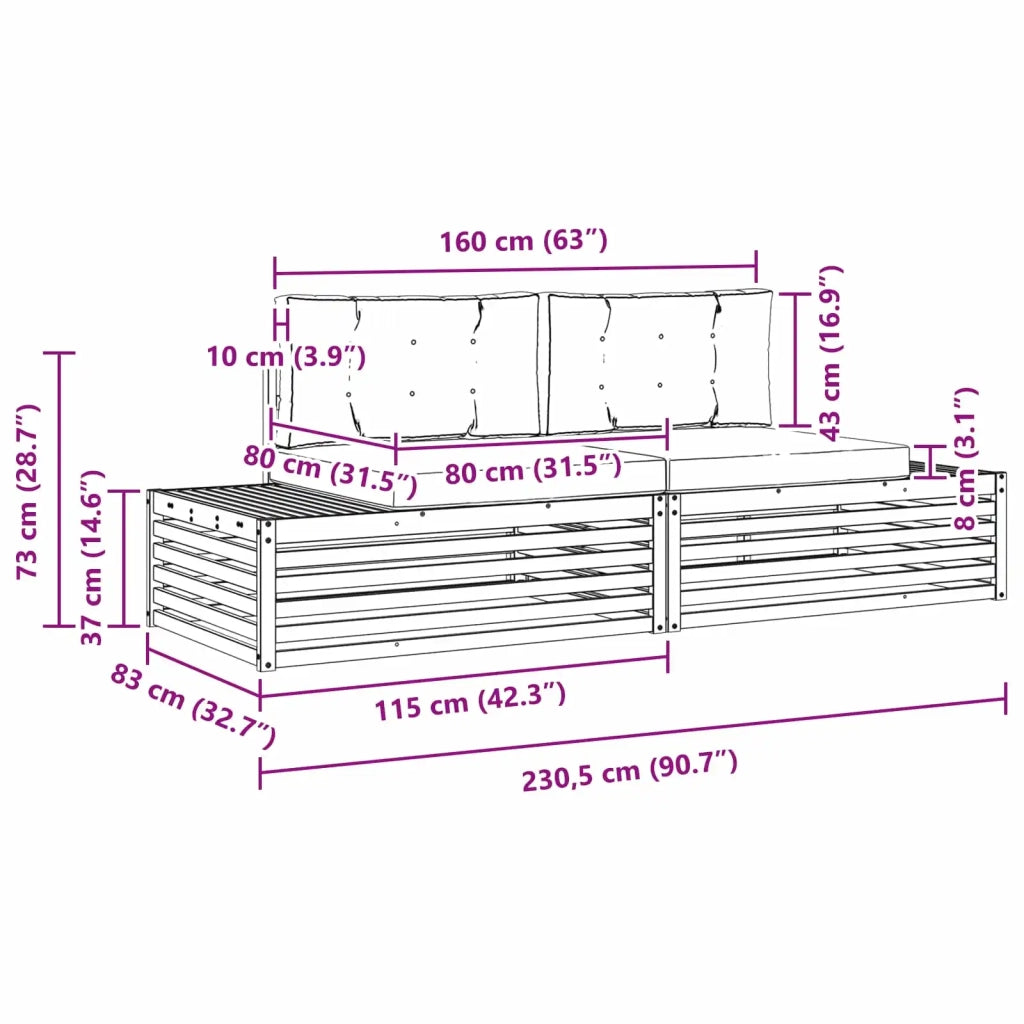 Set di divani da esterno-Sofa da giardino con cuscino Naturale e Antracite 148818