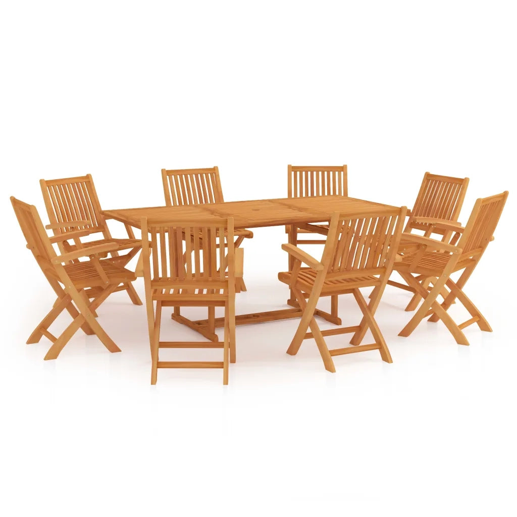 Set da Pranzo da Giardino 9 pz in Legno Massello di Teak