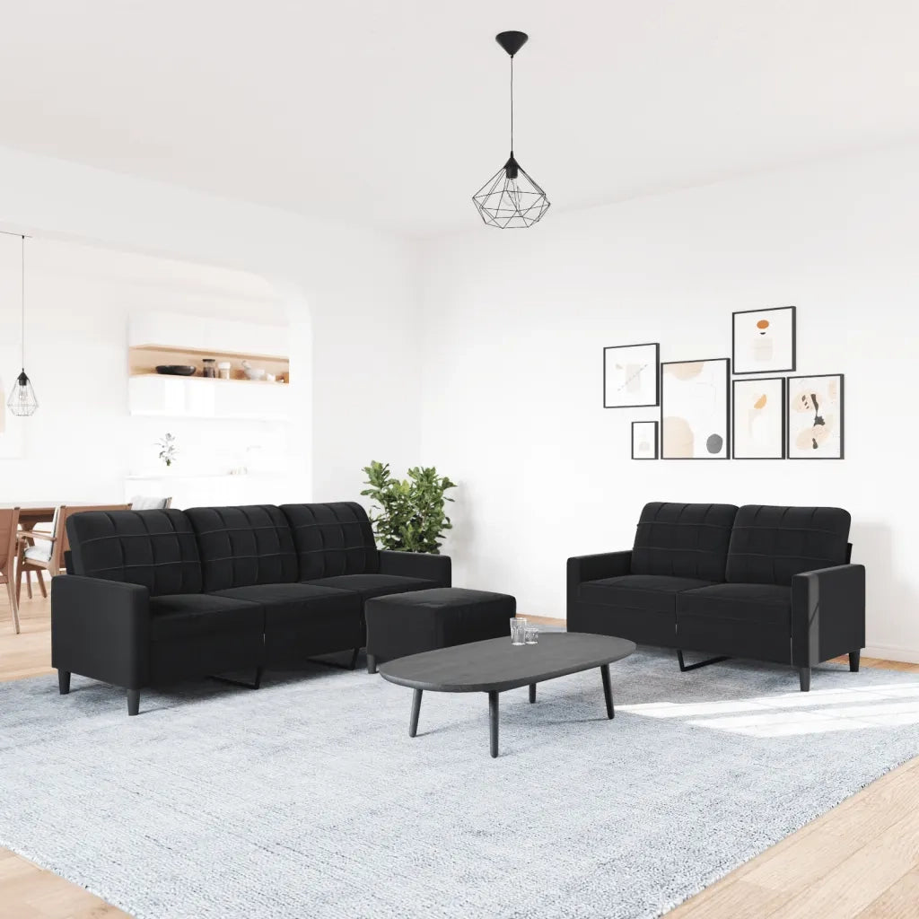Set di Divani 3 pz con Cuscini Nero in Velluto 3278406