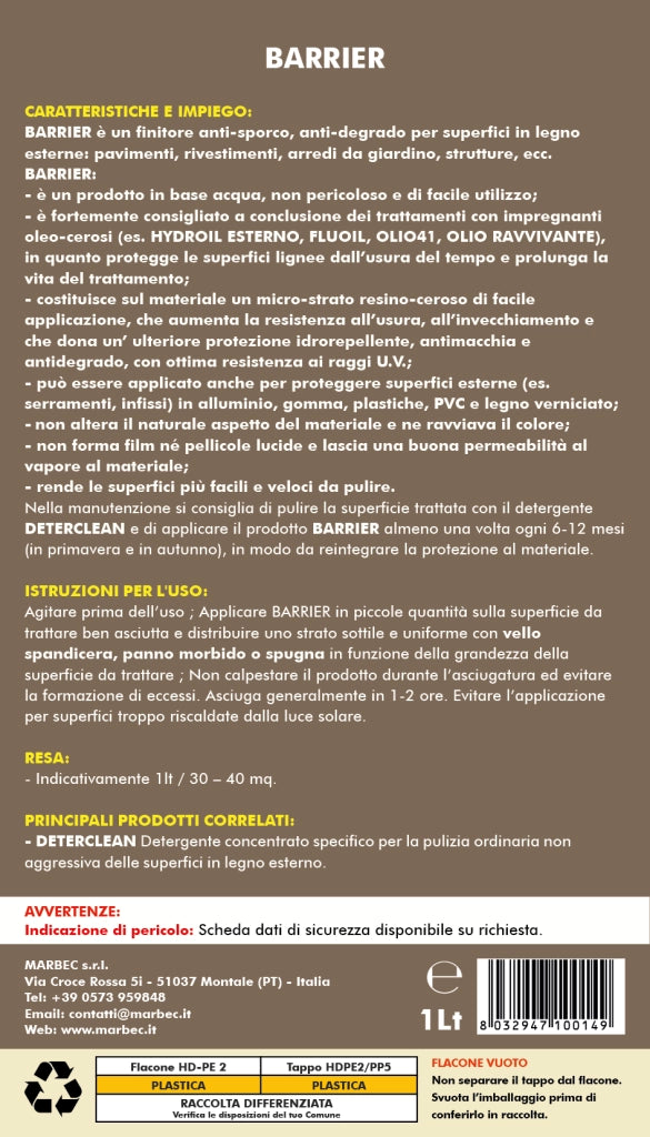Cera per legno BARRIER   1LT
