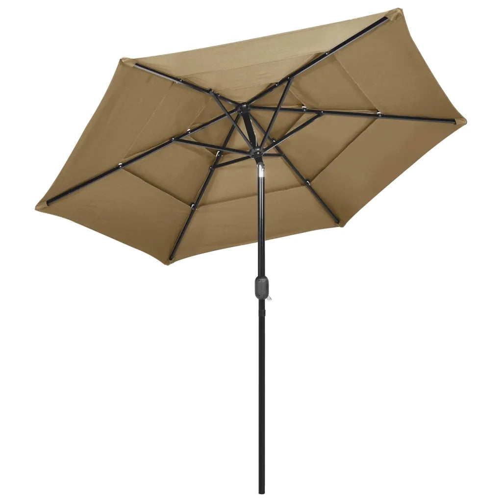 Ombrello | Parasolne a 3 Livelli con Palo in Alluminio Tortora 2,5 m