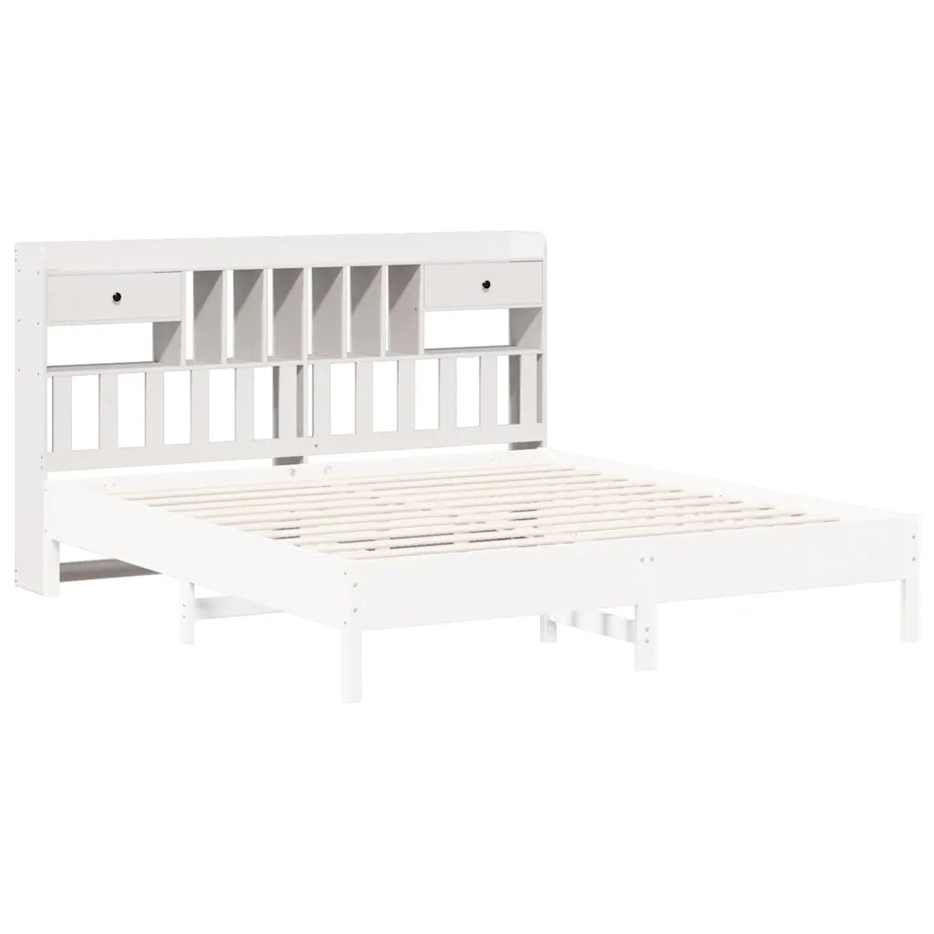 Testiera con Ripiani Bianca 180 cm in Legno Massello di Pino 855503
