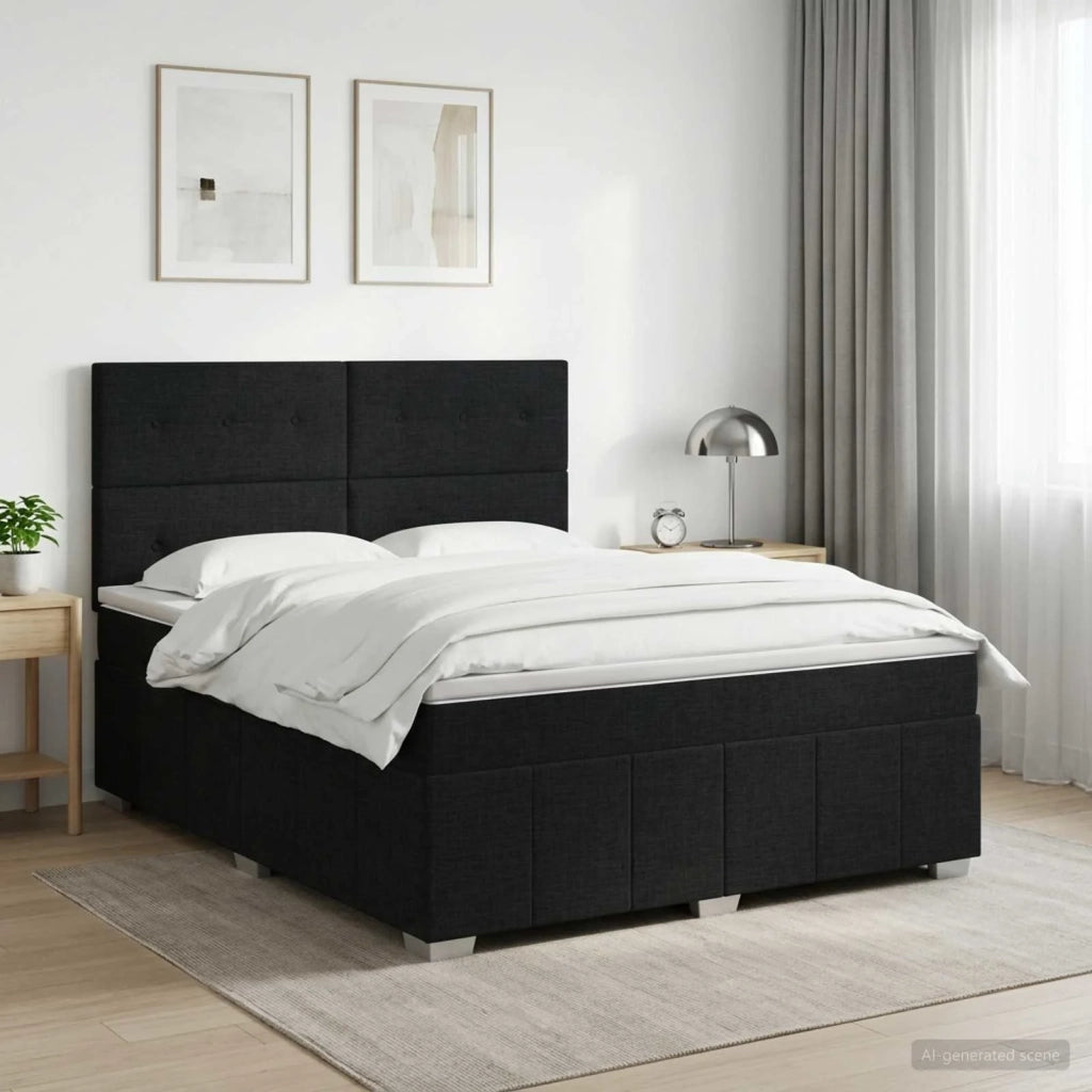 Letto box spring con materasso Nero 160 x 200 cm Tessuto 3454178
