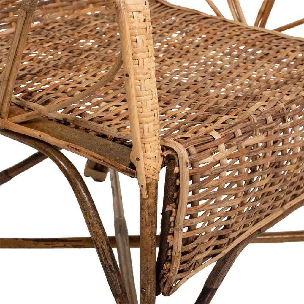 Poltrona in bambù e rattan marrone 64x48x99h