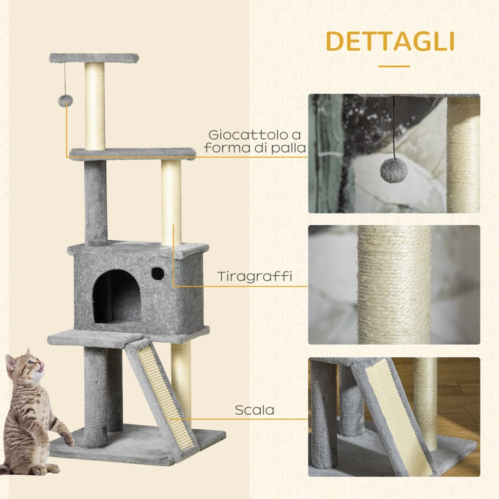 Tiragraffi con Casetta e Scala ¨C Minimal ¨C Grigio 48x48x125 cm