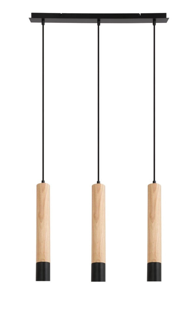 Lampada a sospensione legno/nero 3xGU10 Rabalux Braulia