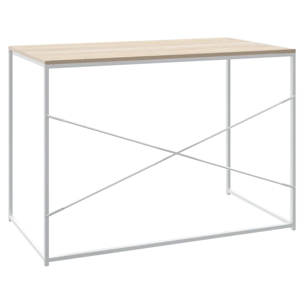 Scrivania Computer Bianca e Rovere 110x60x70 Legno Multistrato 30210