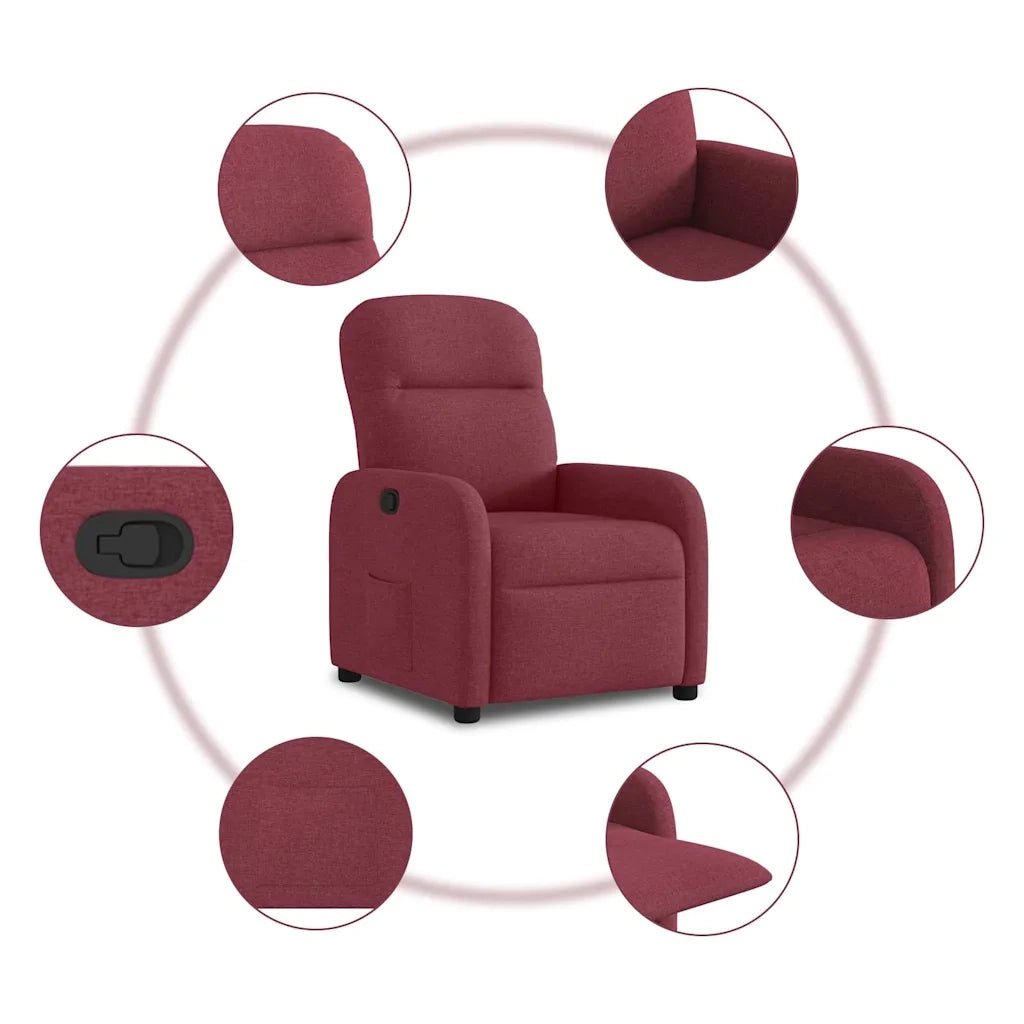 Poltrona Reclinabile in Tessuto Rosso Vino 4015525