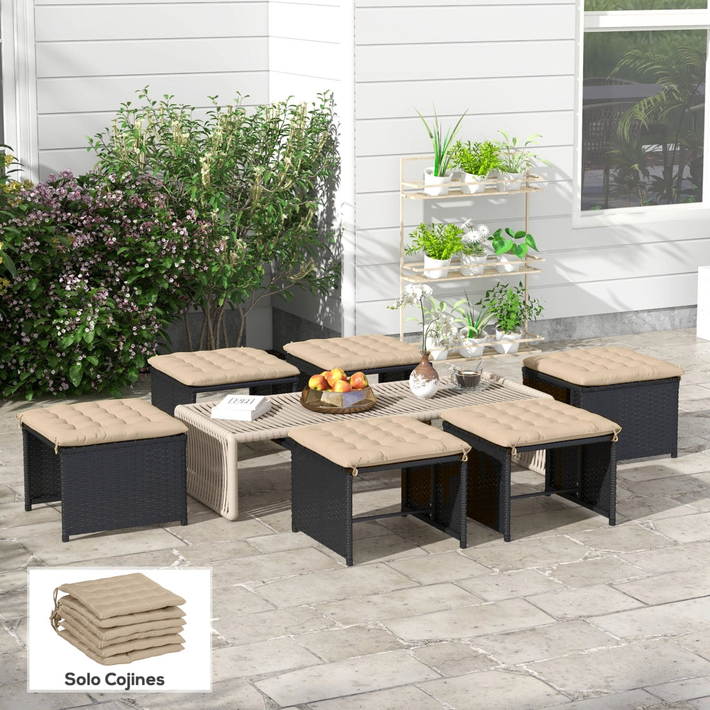 Set 6 Cuscini per Sedie ¨C Xylo ¨C Imbottiti con Lacci 40x40 cm Cachi
