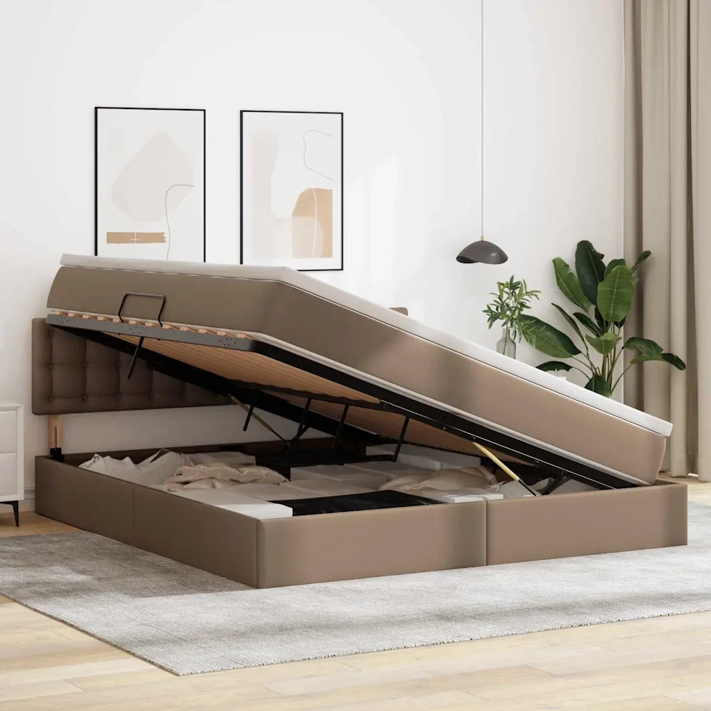 Letto con contenitore e materasso Cappuccino 180 x 200 cm 3370408