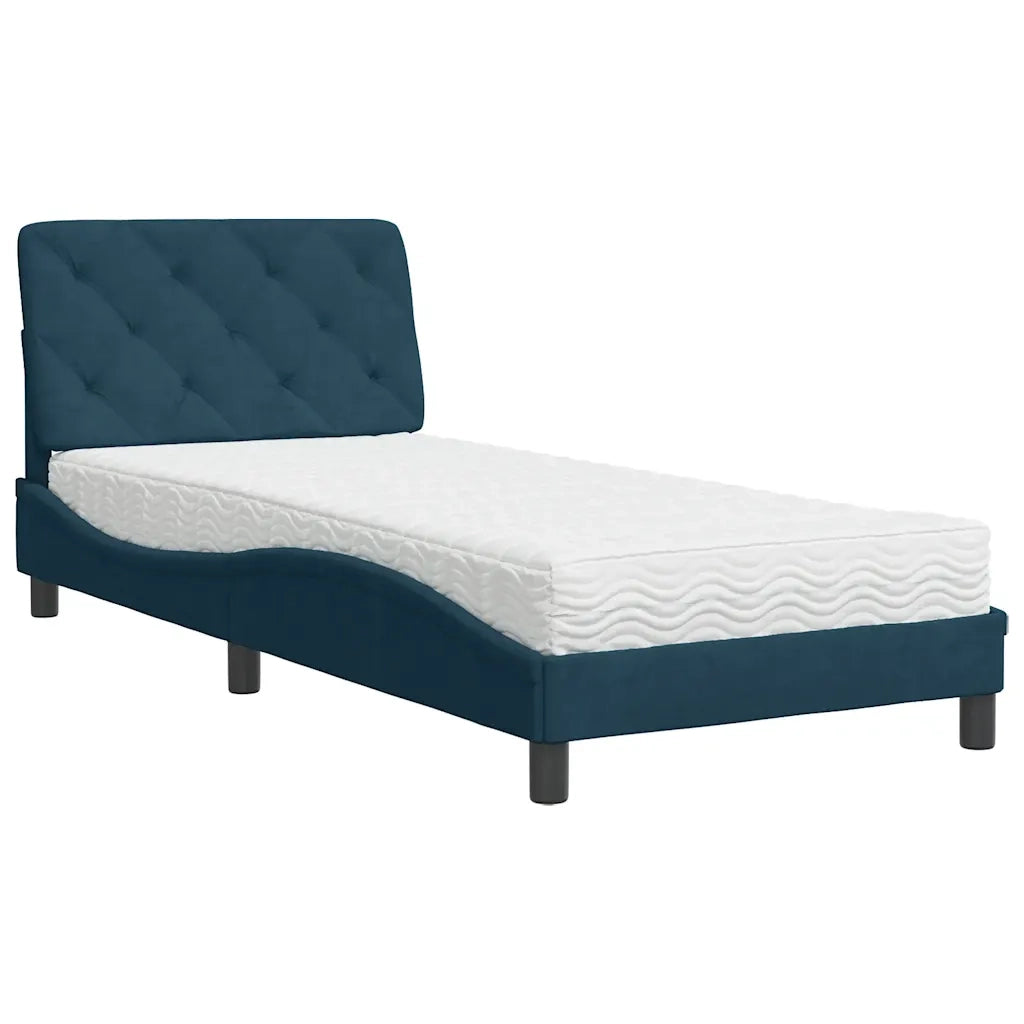 Letto con Materasso Blu 80x200 cm in Velluto