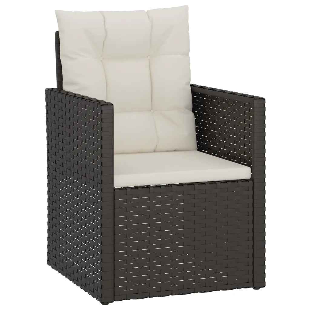 Set Divani da Esterno 3 pz con Cuscini in Polyrattan Nero 319192
