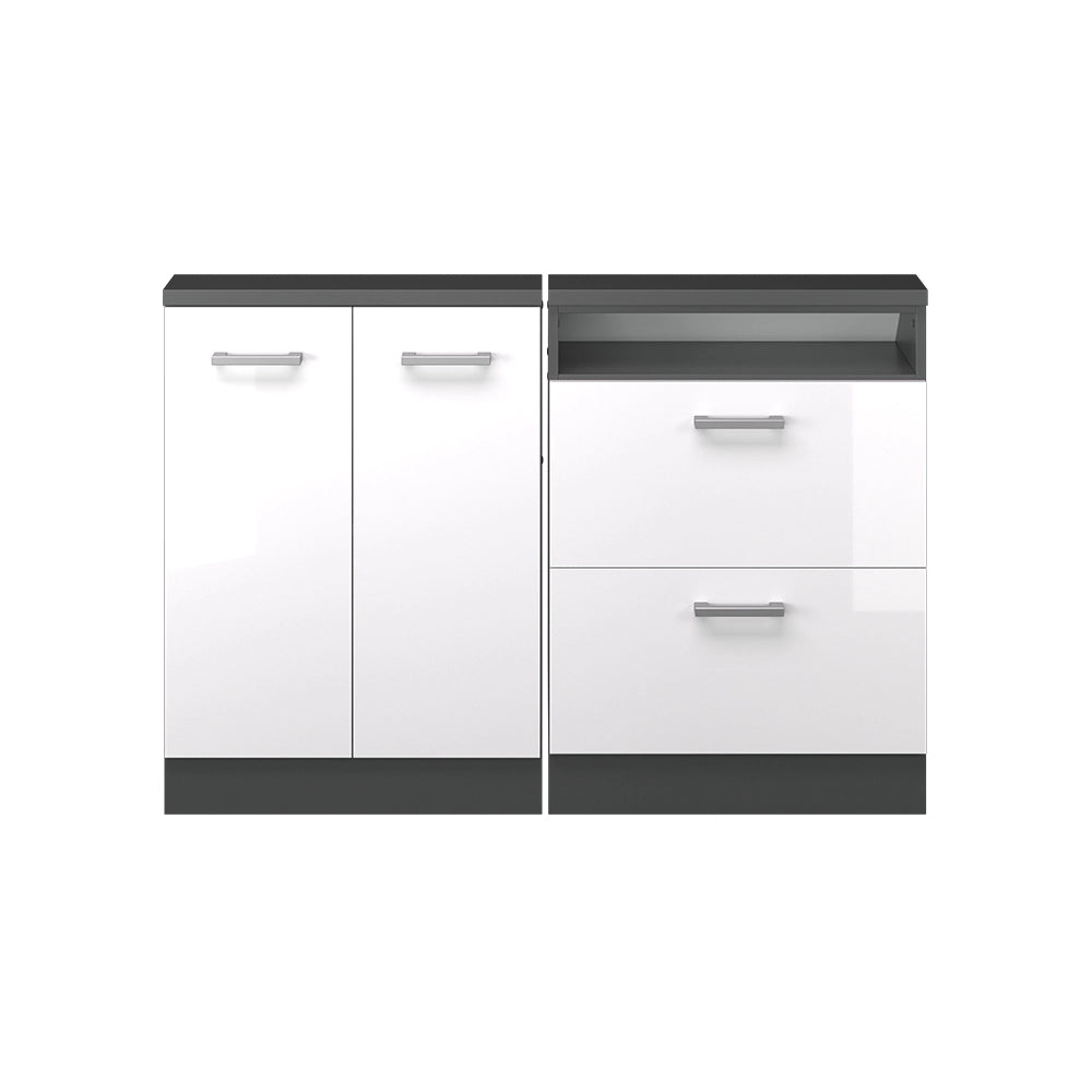 Set di mobili sottotetto Rion Bianco lucido/Antracite Set di 2 Vicco