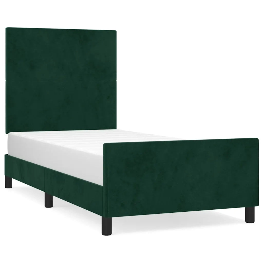 Letto singolo | Letto per adulti | Giroletto senza Materasso Verde Scuro 90x190 cm in Velluto