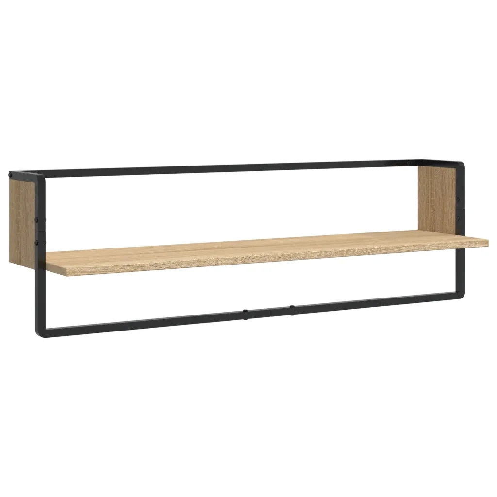 Set Mensole Parete con Aste 6pz-Ripiani-Scaffale Rovere Sonoma Legno Multistrato 124455