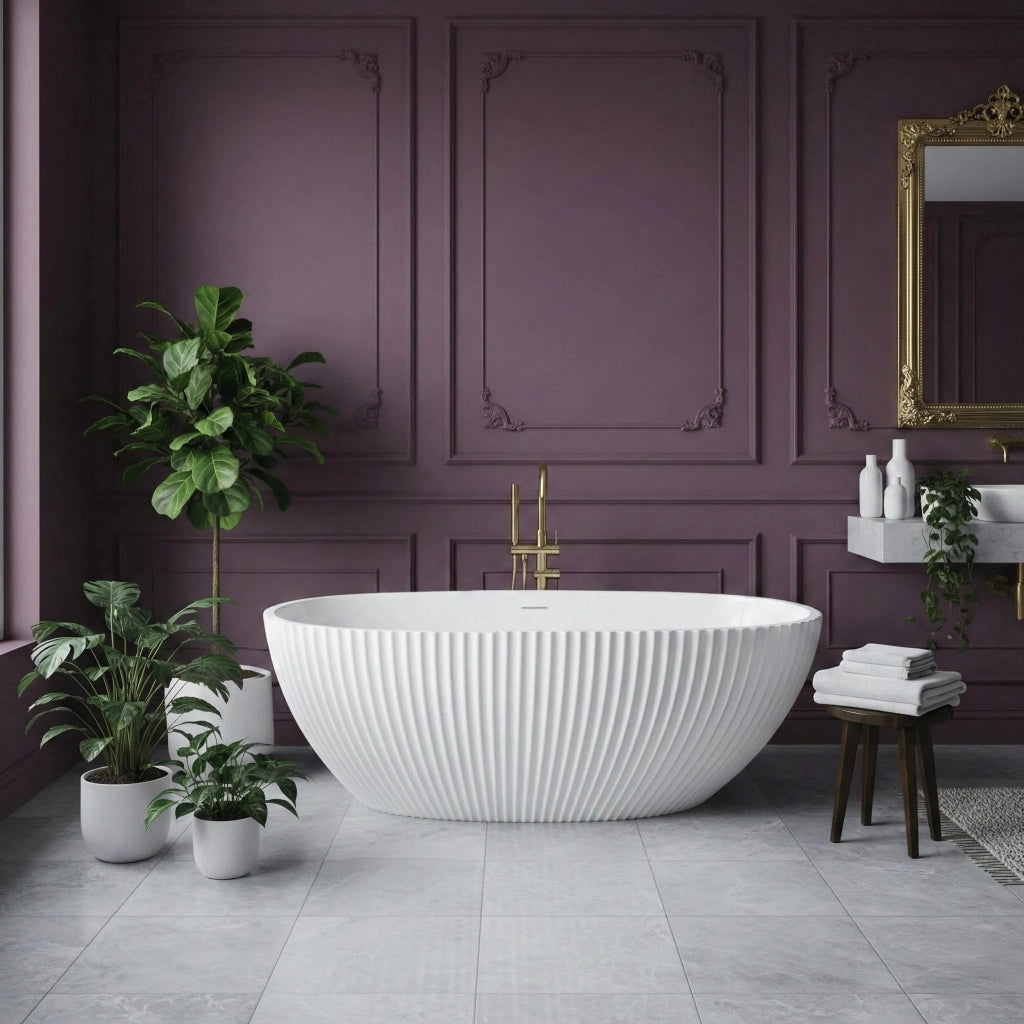 Vasca Da Bagno Freestanding In Acrilico Carmen 170 Copritappo bianco