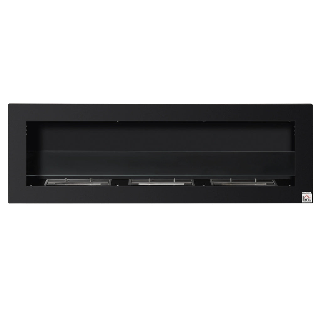 Camino Bioetanolo da Parete ¨C Xylo ¨C 3 Bruciatori 3L, Acciaio Inox Nero 120x15x40cm