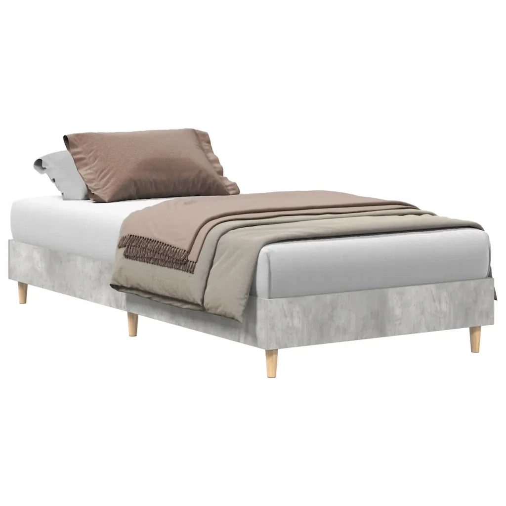Letto singolo | Letto per adulti | Giroletto senza Materasso Grigio Cemento 75x190 cm Truciolato