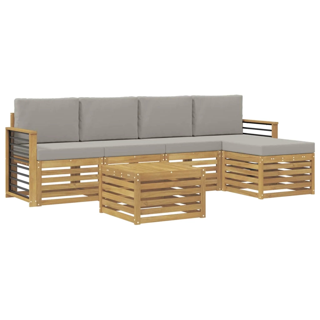 Set di divani da esterno 6 pcs Bianco e Grigio Chiaro 3391726