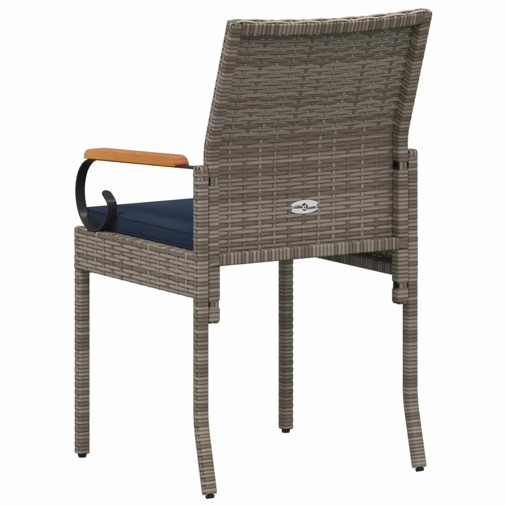 Sedie da giardino 2 pz | Sedie da Esterno Grigio e Blu Navy Polyrattan e acacia