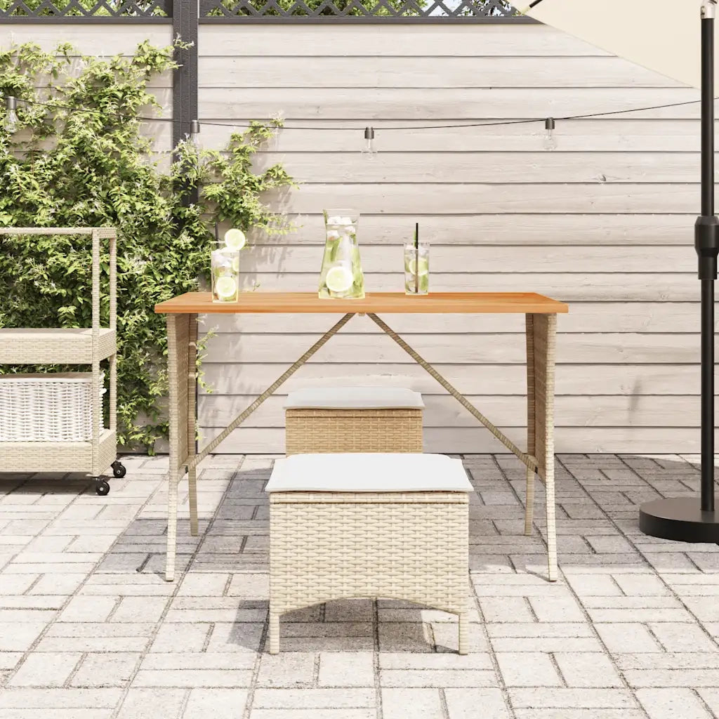 Set da Pranzo da Giardino 3 pz con Cuscini Beige in Polyrattan 4104137
