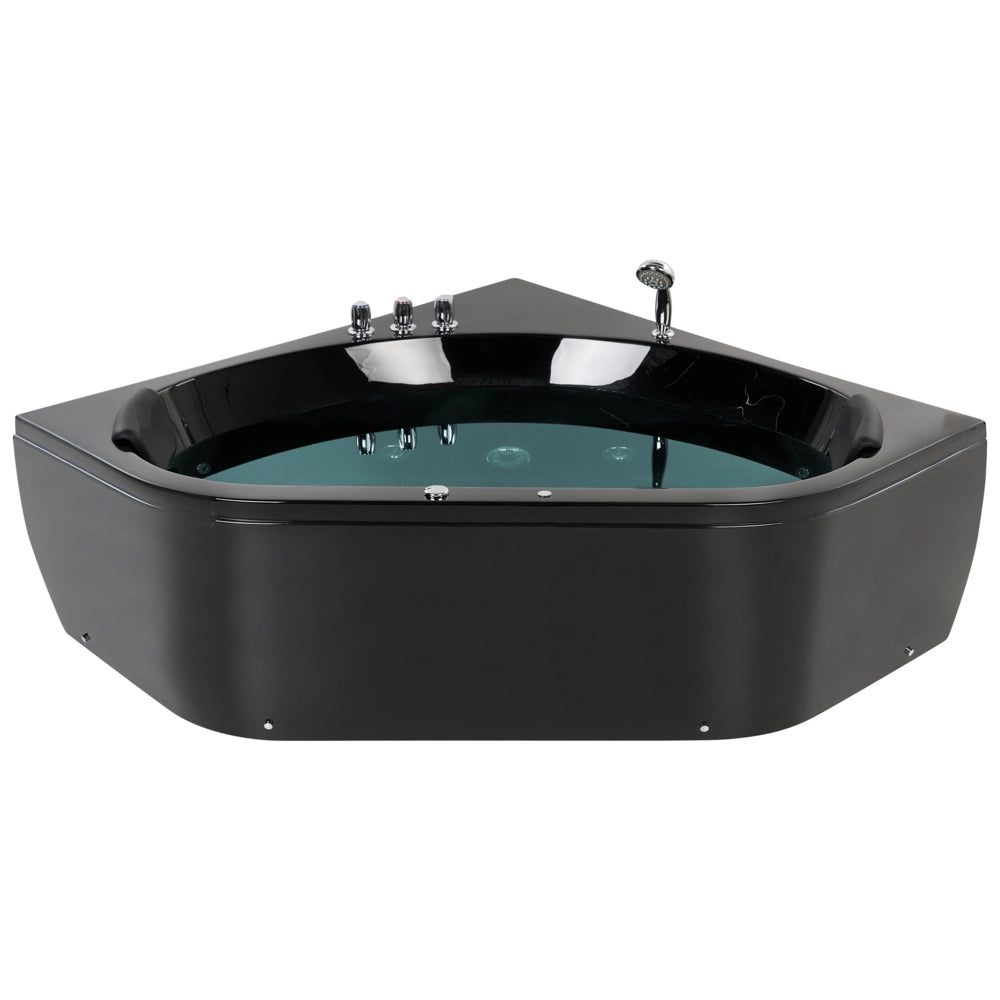 Vasca Idromassaggio Angolare Nero Sanitario Acrilico LED 140 cm