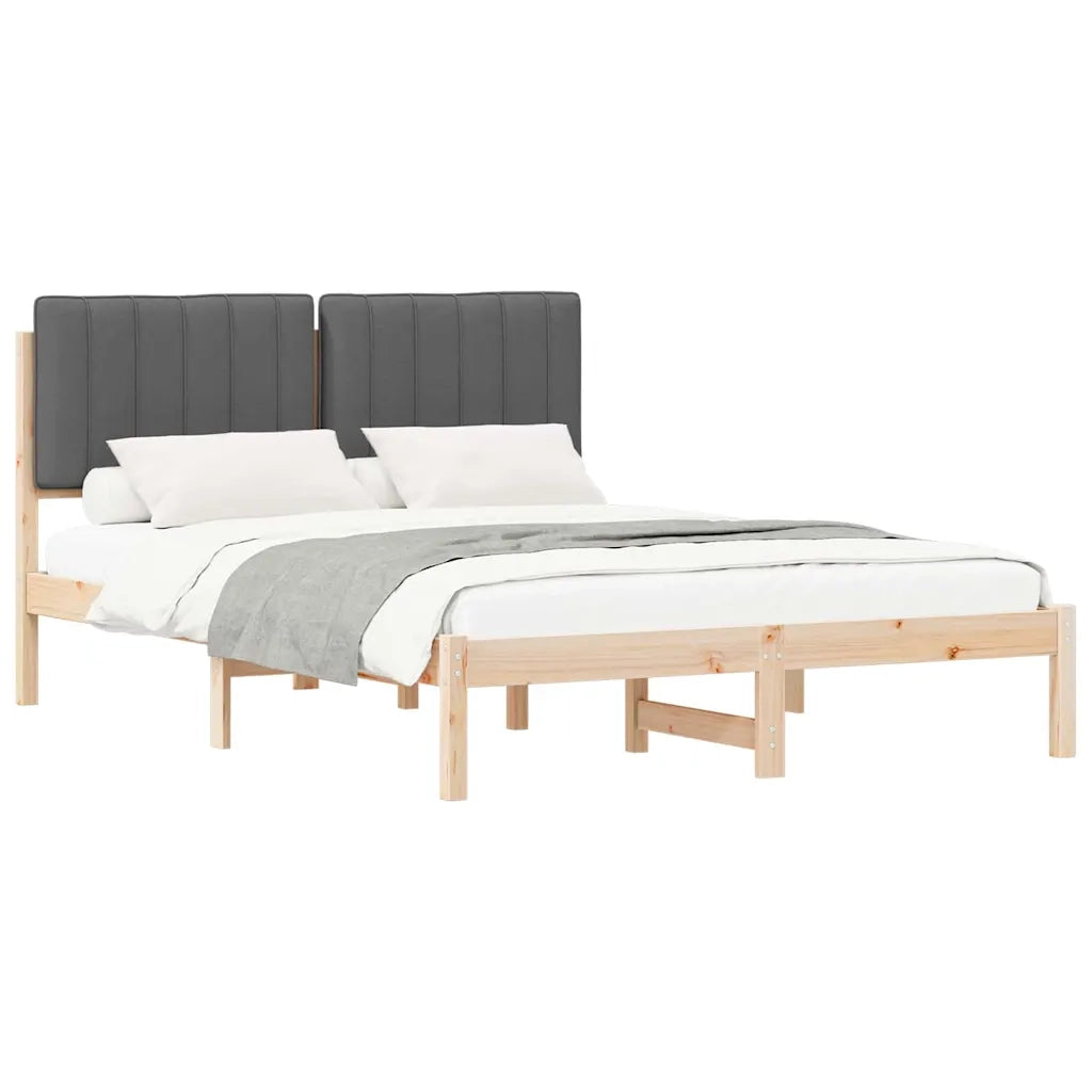 Letto con Testiera Rivestita-Struttura Letto con Testiera Grigio scuro 140 x 200 cm 677210