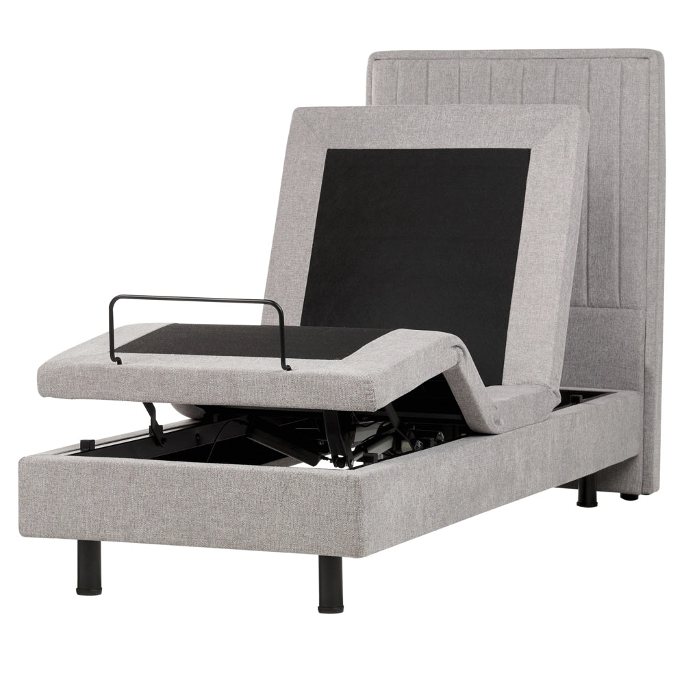 Letto Tessuto Grigio Chiaro Elettrico Regolabile con Telecomando 80 x 200 cm