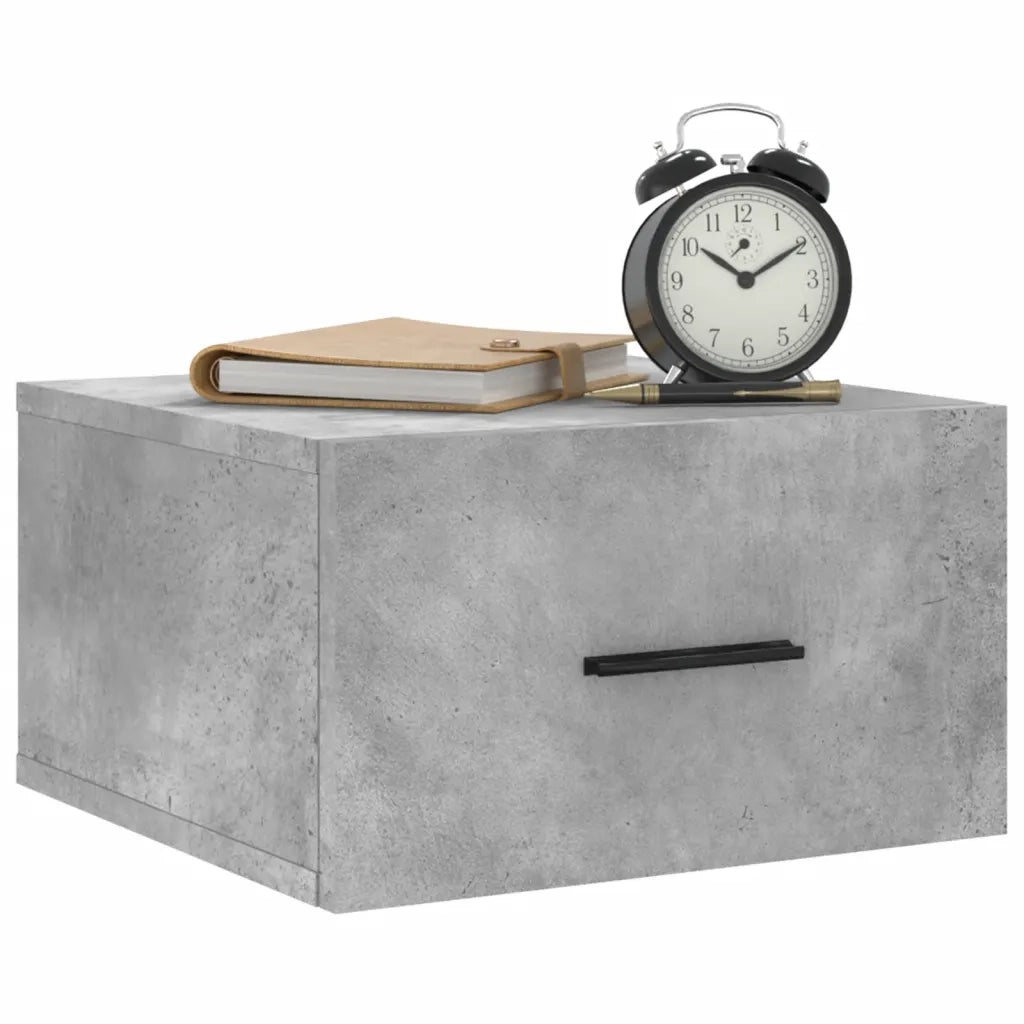 Set di 2 Comodini | Armadio da Notte | Mobiletto da notte a Muro Grigio Cemento 35x35x20 cm