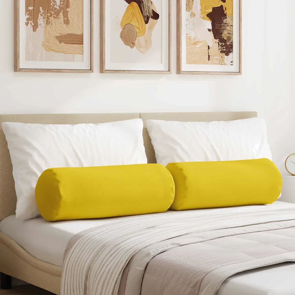 Cuscini a rullo 2 pz | Cuscini per sedie Giallo Chiaro ? 25 x 70 cm Tessuto