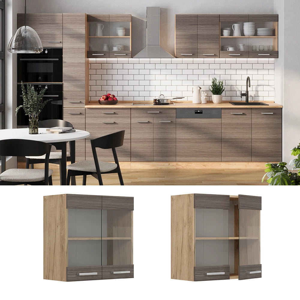 Vicco Mobile da cucina in vetro Grigio nobile 60 cm