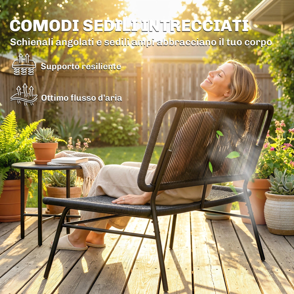 Divano 2 Posti in Rattan ¨C Minimal ¨C Nero