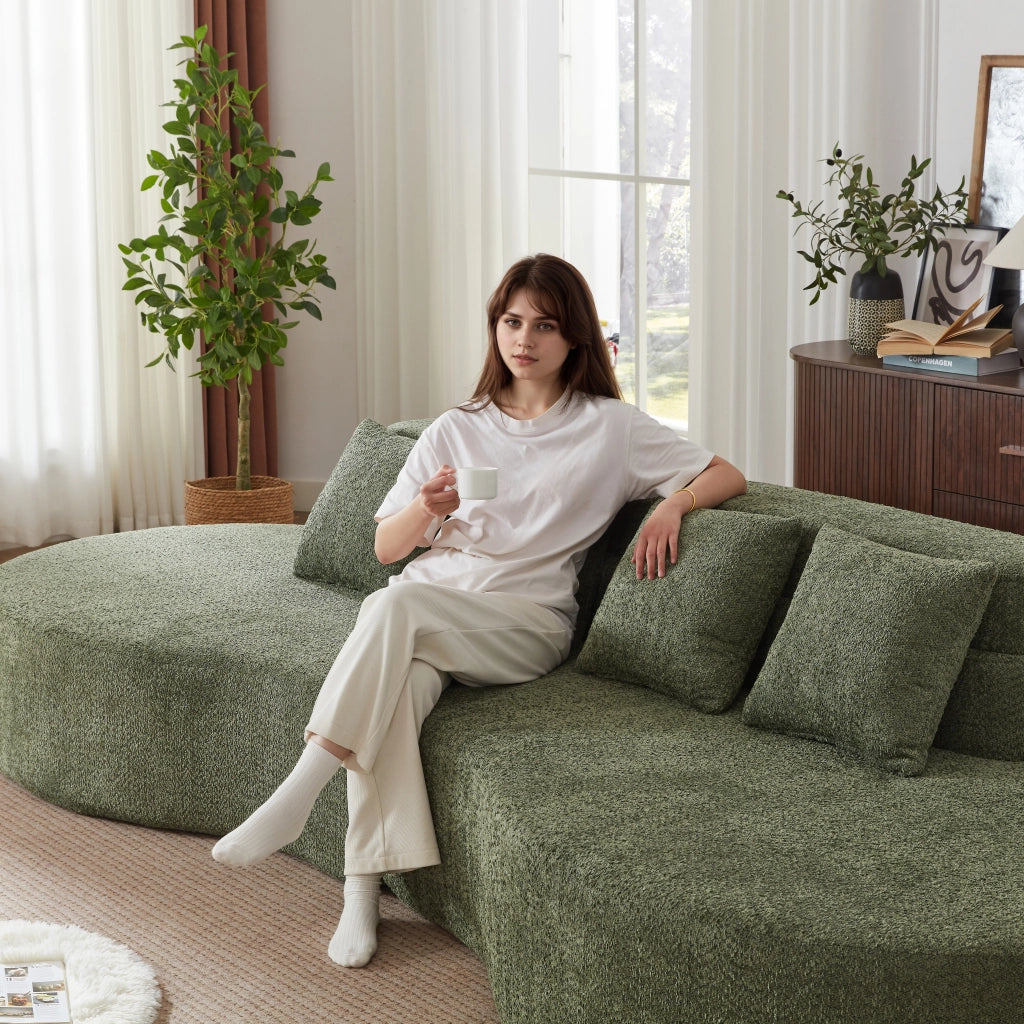 Divano Modulare 310 cm Sfoderabile ¨C Xylo ¨C Tessuto Teddyfleece, Memory Foam, Moderno