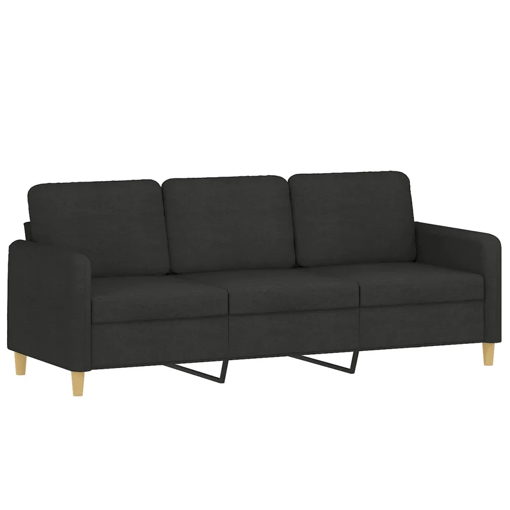Divano a 3 Posti con Cuscini Nero 180 cm in Tessuto 3200921