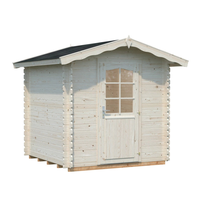 Casetta in legno da giardino 218x218 cm pareti 28 mm con pavimento incluso e porta con vetro, deposito attrezzi esterno - Esterni da Vivere