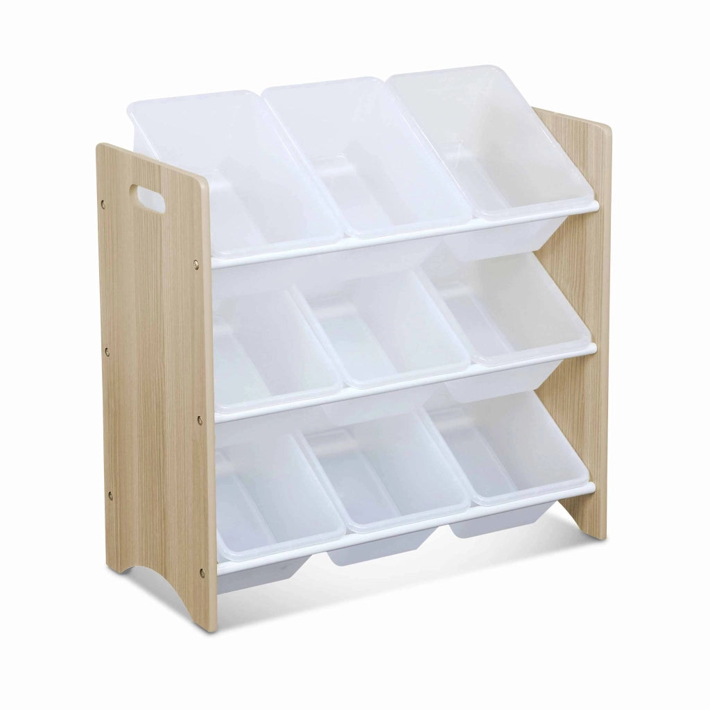 Contenitore per giocattoli con 9 scomparti, marrone naturale