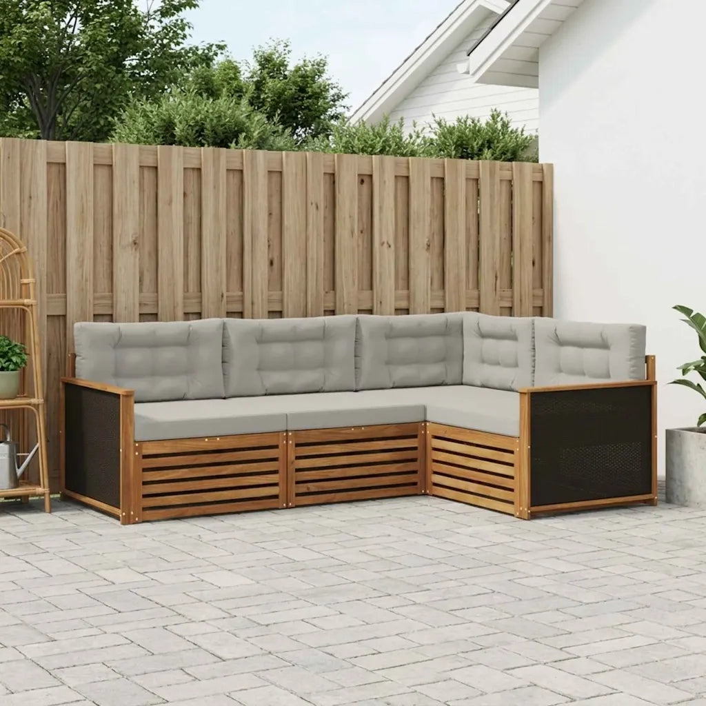 Set di divani da esterno 4 pcs Naturale e Grigio Chiaro 3383284