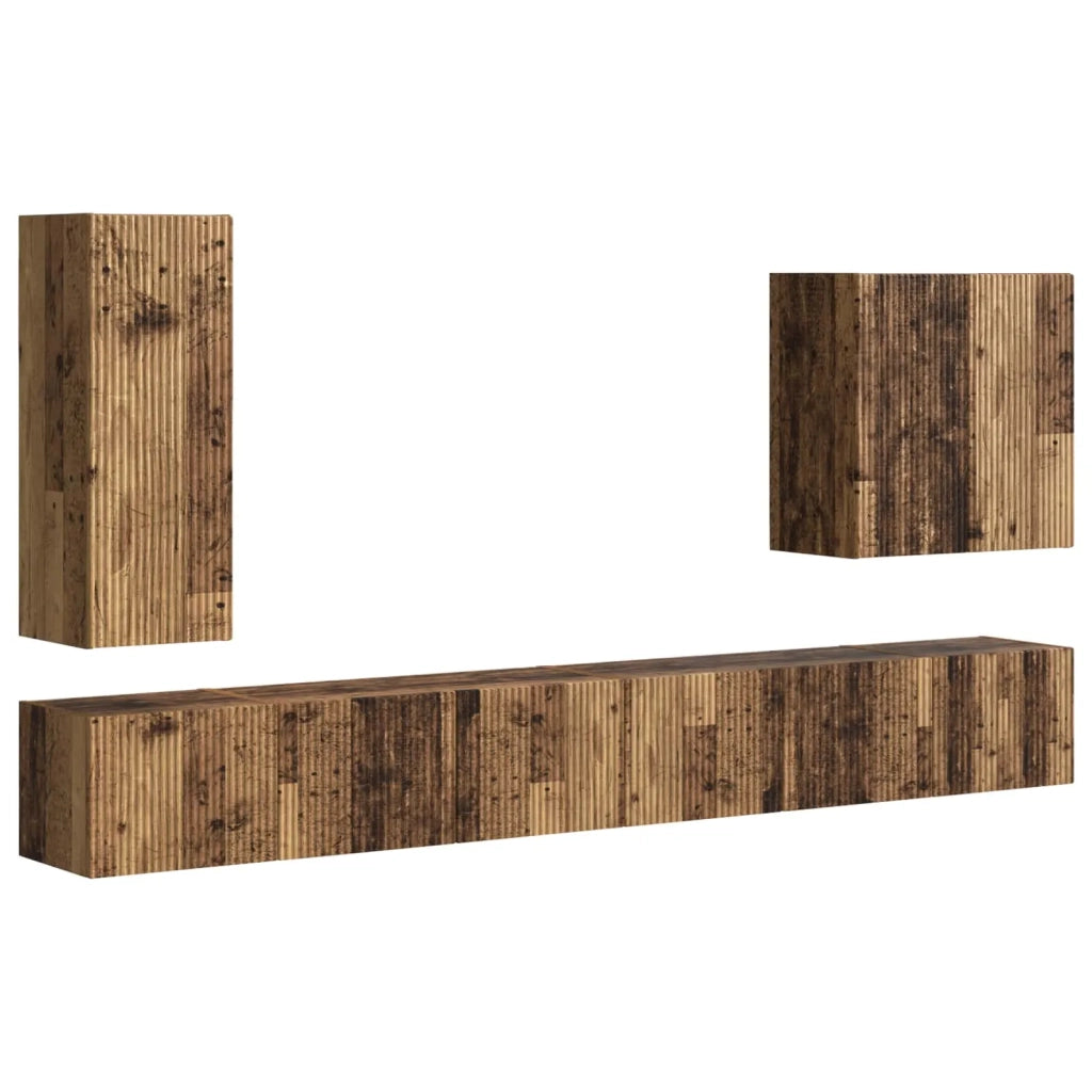 Set di Mobiletto da TV a Parete 6 pcs Legno vecchio 3408950