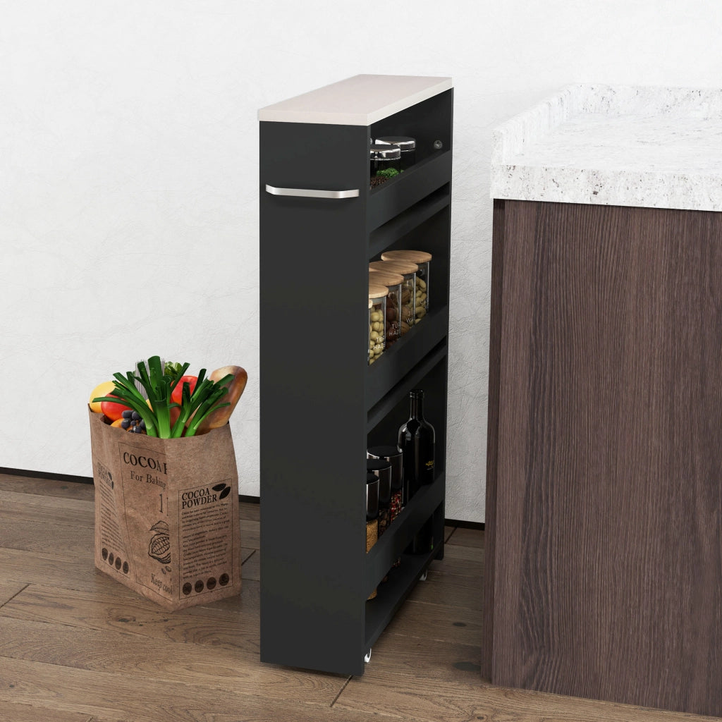 Carrello mobile con 3 ripiani ¨C Minimal ¨C 48x15x80 cm nero