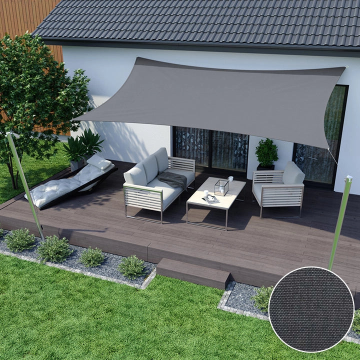 AIO FACTORY Vela ombreggiante impermeabile 3x2m Grigio scuro - Protezione solare da giardino